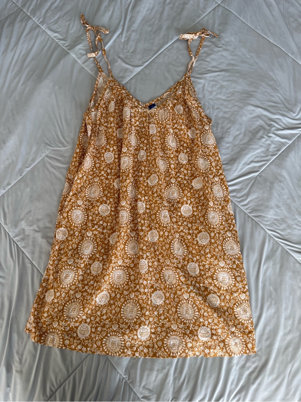 Old Navy Warm Brown Floral Mini Dress Tie Shoulder Sleeveless Flowy